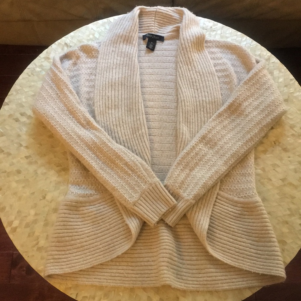 ❤️WHBM CIRCLE CARDI CARDIGAN SHIMMERY SWEATER